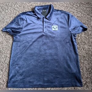 NWT True Religion Eclipse Velour Short Sleeve Polo Shirt Men's L